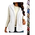 thumbnail image 1 of Fleece Vests Women Zaewscy Women's Solid-Color Hooded Vests White XXL, 1 of 9