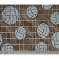 thumbnail image 1 of Fleece Volleyballs on Net Brown Sports Fleece Fabric Print by the Yard (6216S-10H), 1 of 1