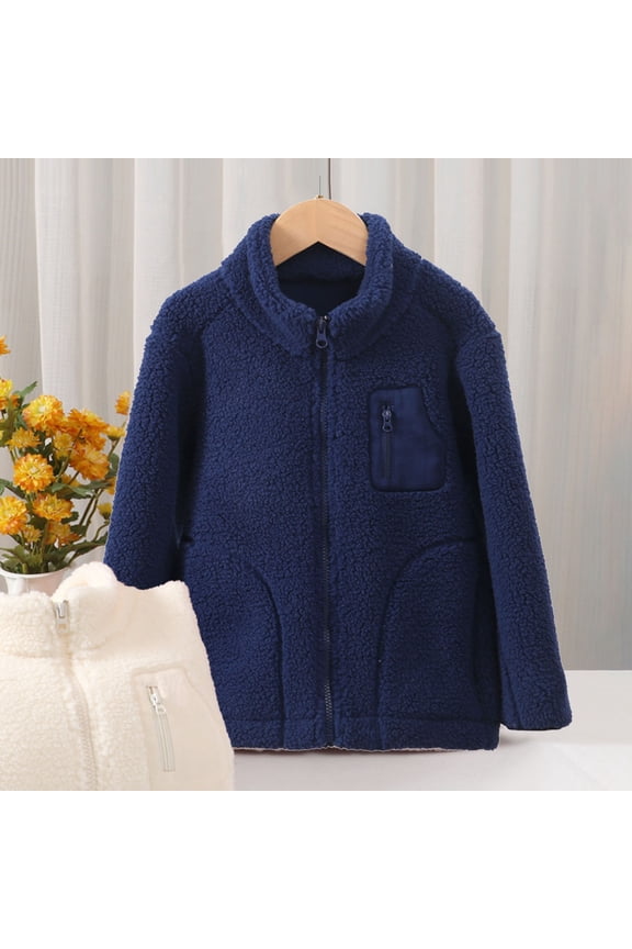 Warm Jacket Long Sleeve Coat Navy Girls Half Zip Pullover Fall Clothes Girl Girls Coats Size 8-9 Years