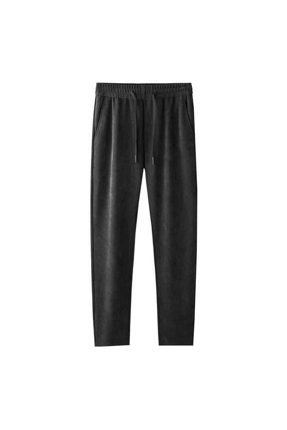 Fleece Warm Mens Sweatpants Solid Casual Thermal Lounge Trousers Casual Fall Winter Straight Leg Pants for Daily