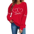 thumbnail image 1 of Fleece Warm Sweatshirts for Women Valentine's LOVE Letter Printed Pullover Tops Crew Neck Long Sleeve Shirts Loose Fit Hoodies Romantic Sweet Gift Fall Winter Outfits, 1 of 6