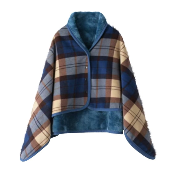 Fleece Wearable Blanket,Comfy Warm Wrap Shawl Poncho Throw with Buttons,Office Chair Lap Sofa Bed Travel Cape Cover（100*140Cm） Ciozy