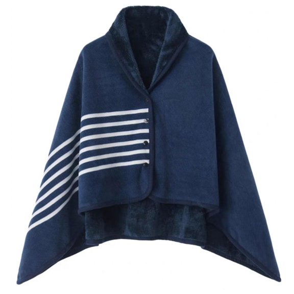 Fleece Wearable Blanket, Comfy Warm Wrap Shawl Poncho Throw with Buttons, Office Chair Lap Sofa Bed Travel Cape Cover