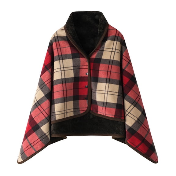 Fleece Wearable Blanket Cozy Wrap with Snaps, Warm Poncho Cape Gift for Women Men and Family