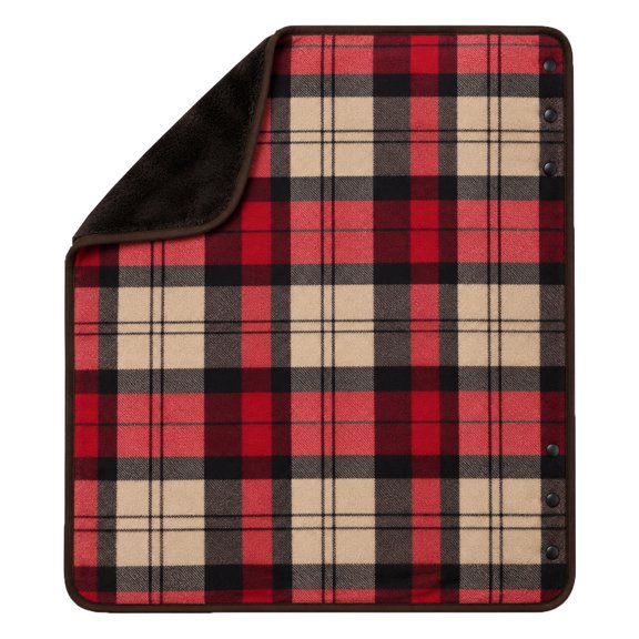 Fleece Wearable Blanket Oversized, Reversible Plaid Blanket with Snap Buttons, 55 x 39 Inch Cozy Poncho Cape Lap Throw for Women Men Home Office