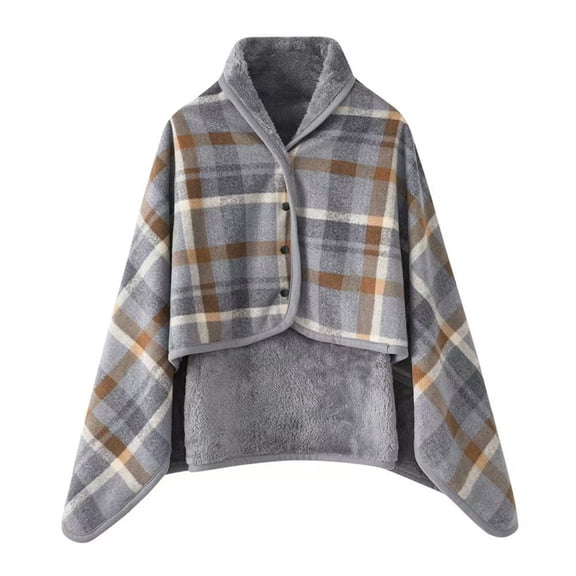Fleece Wearable Blanket Shawl Poncho, Lightweight Warm Wrap for Home Office and Outdoor Use