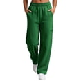 thumbnail image 1 of Fleece Wide Leg Sweatpants for Women Ghalytn Elastic Waist Pants - Loose Straight Trousers with Zipper Side Pocket, 1 of 6