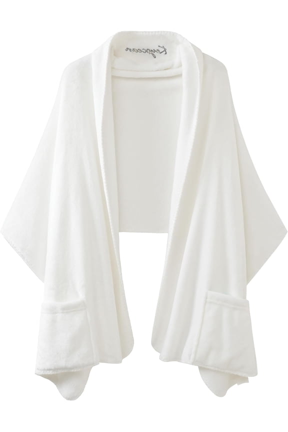 Fleece Wrap Shawl with Large Front Side Pockets for Fall Winter