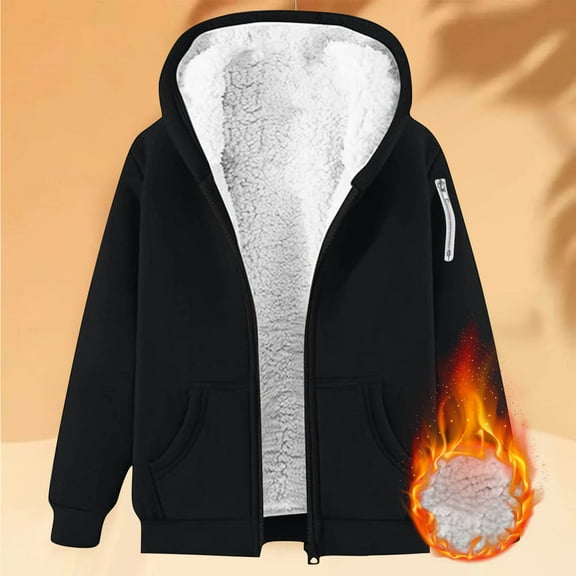 Fleece Zip Up Hoodies for Women Sherpa Lined Warm Heavyweight Jackets Long Sleeve Hooded Thermal Sweatshirts Thicken Loose Casual Coay Winter Coats Oversized Fuzzy Hoodie with Pockets