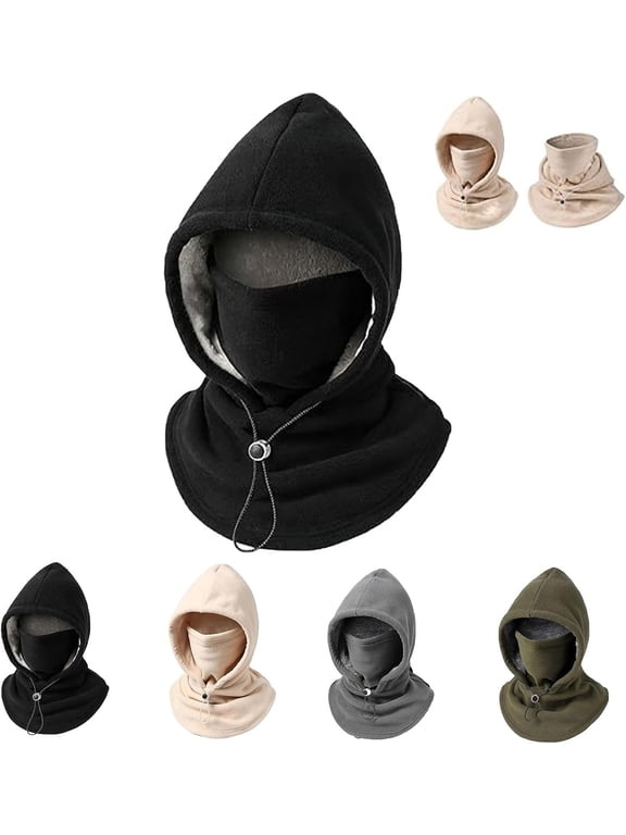 Fleece double layer integrated hat,3-in-1 Fleece Double‑Layer Integrated Hat | Windproof, Fleece Lined 360° Cover Winter Warm Hood