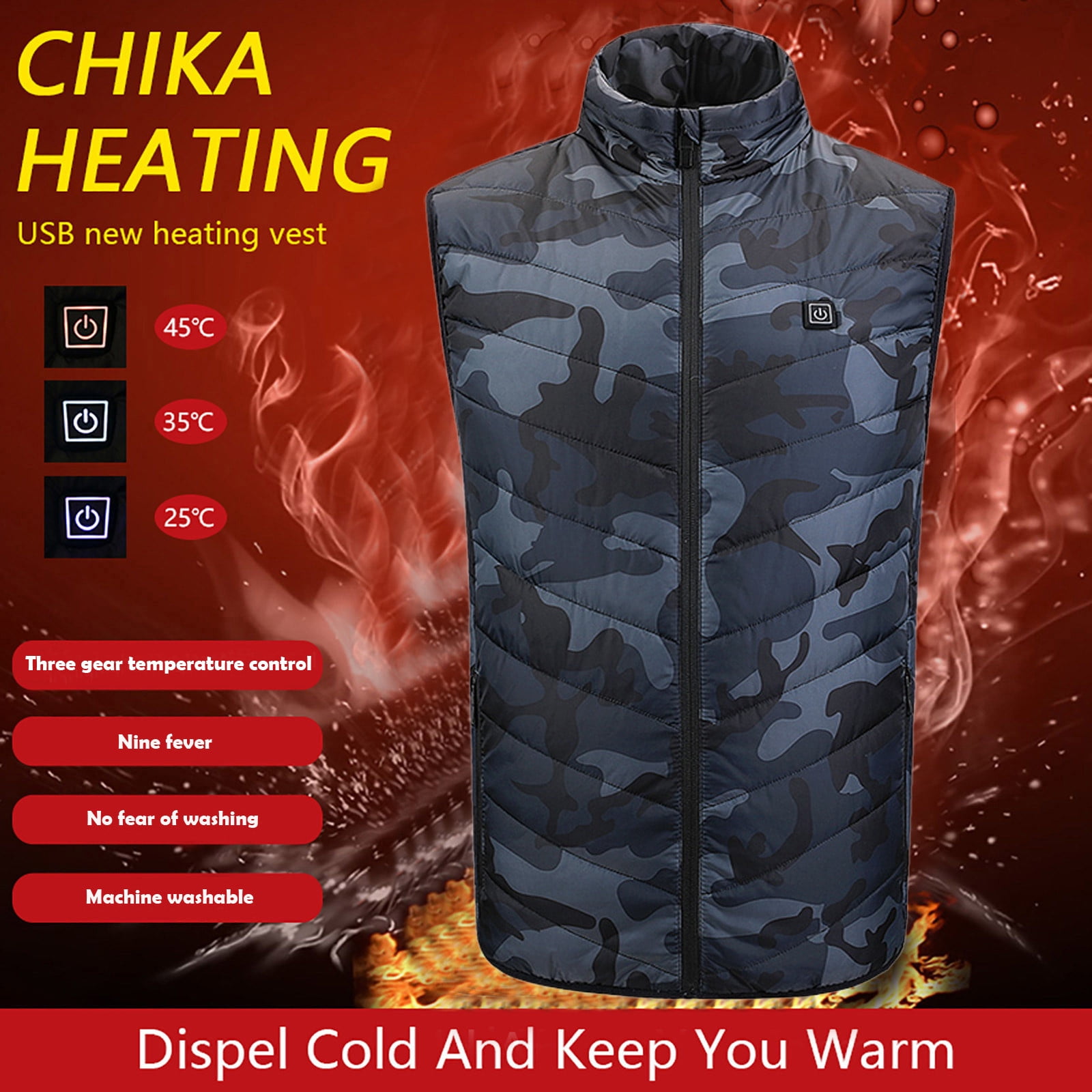 Fleece jacket Fall Quilted Men And Women Heating Vest USB Charging 9