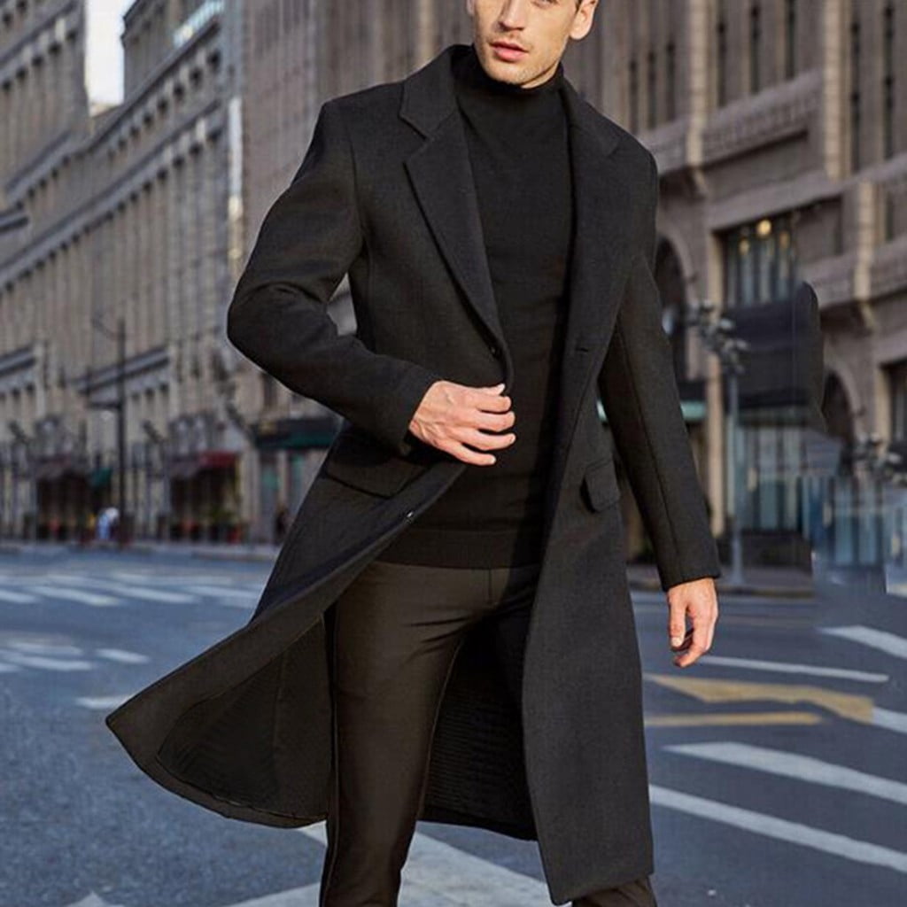 Dtydtpe 2024 Clearance Sales Trench Coat Men Men s British Style Solid Color Long Coat Fashionable Warm Woolen Overcoat Jackets for Men Walmart