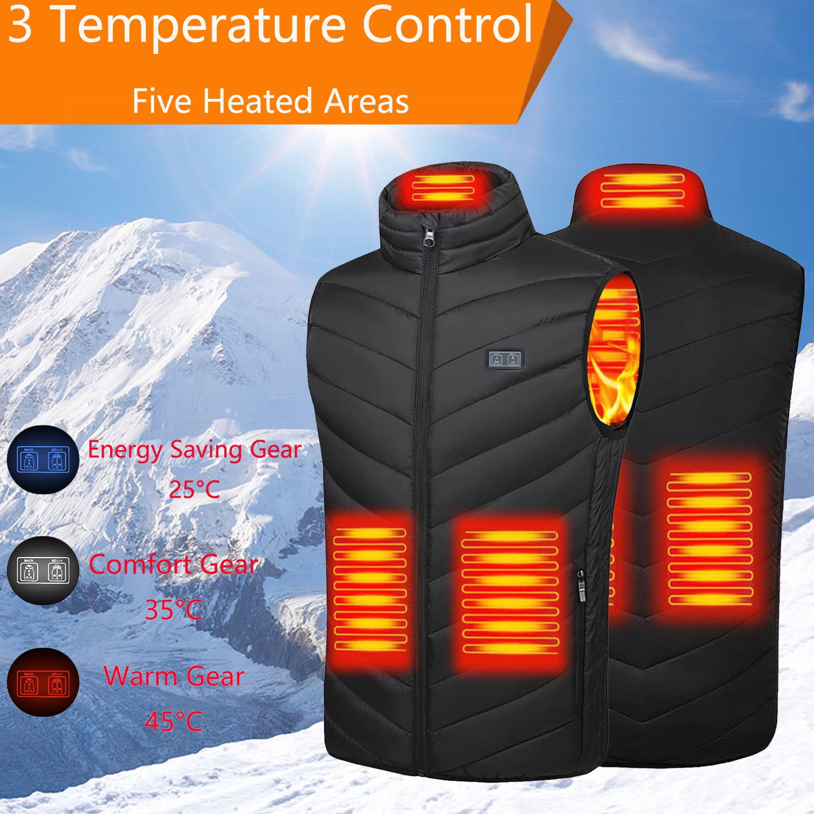 Fleece jacket Fall Quilted Men's Heating Vest Dual Control USB Charging