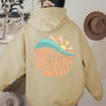thumbnail image 1 of Fleece-lined Sunset Print Kangaroo Pocket Drawstring Hoodie, 1 of 9