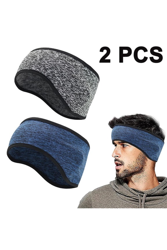 Fleece outdoor ear protection headband, sports running and cycling warm and cold-proof headgear, forehead protection belt (2 pieces, 2 colors)