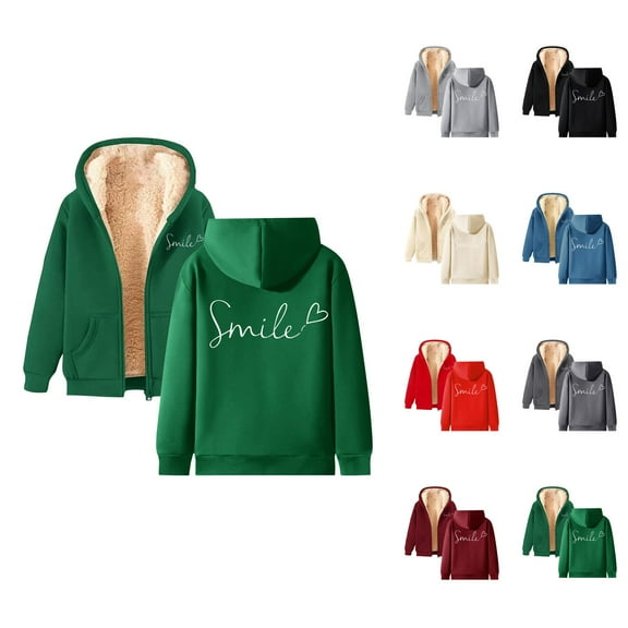 Fleeced Hoodies for Women 2025 Long Sleeve Full Zipper Zip Up Hoodie with Pockets Hooded Sweatshirt Women Jacket