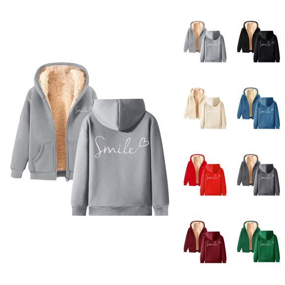 Fleeced Hoodies for Women 2025 Long Sleeve Full Zipper Zip Up Hoodie with Pockets Hooded Sweatshirt Women Jacket