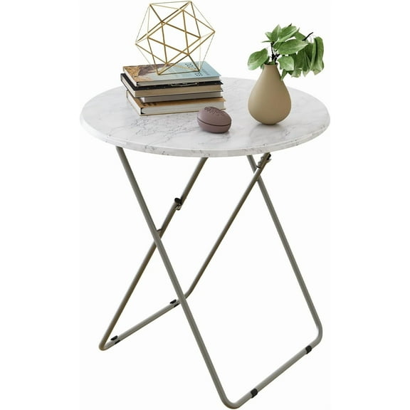 Fleecy day Home Folding TV Trays, Marble White