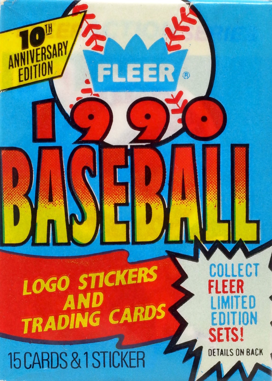 1990 Fleer Baseball Cards – 1 Unopened Sealed Wax Pack, 15 Cards