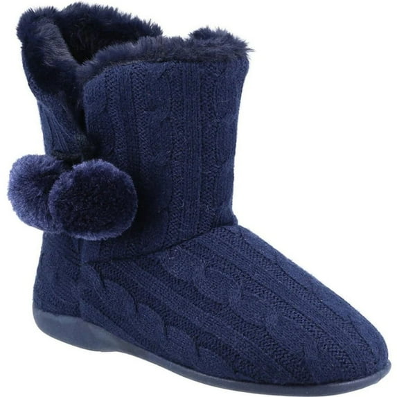 Fleet & Foster Womens Apple Pom Pom Slippers