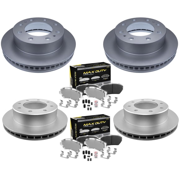 Fleet Front Rear Galvanized Brake Pads & Coated Rotors For Express 4500 2009-17
