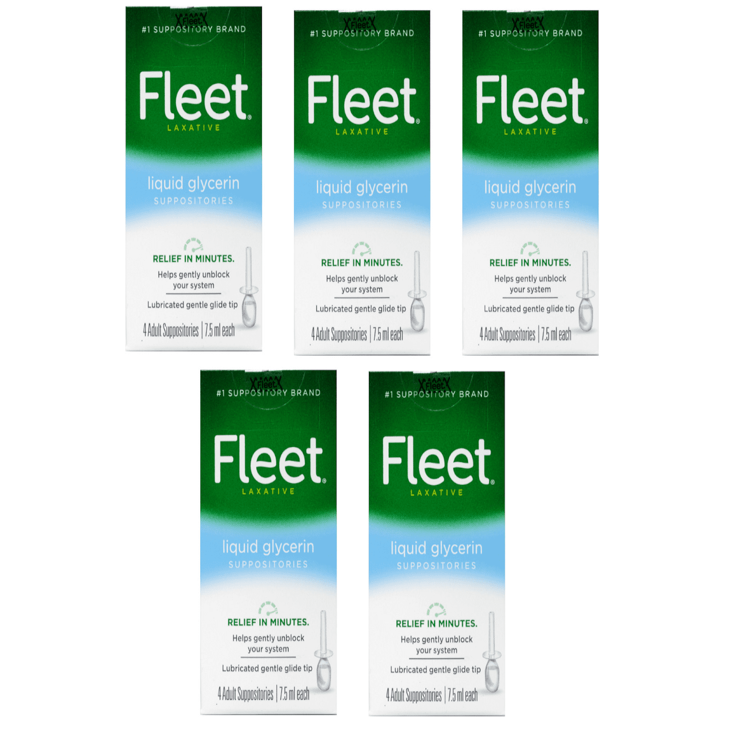Fleet Suppositories, Liquid Glycerin, Laxative, Adult, 4 Pack - 4 pack, 7.5 ml suppositories