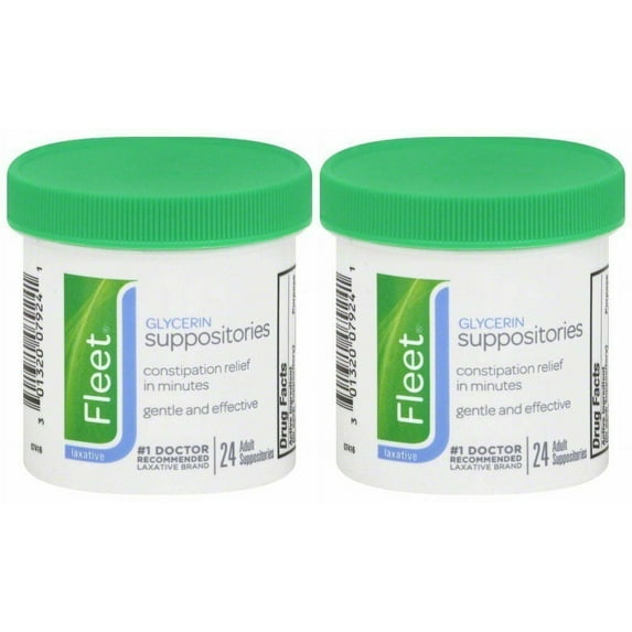 Fleet Laxative Glycerin Suppositories For Adult Constipation, 24 Ct, 2-Pack