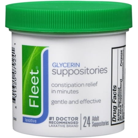 Fleet Glycerin Suppositories Adult 24 Each (Pack of 2)