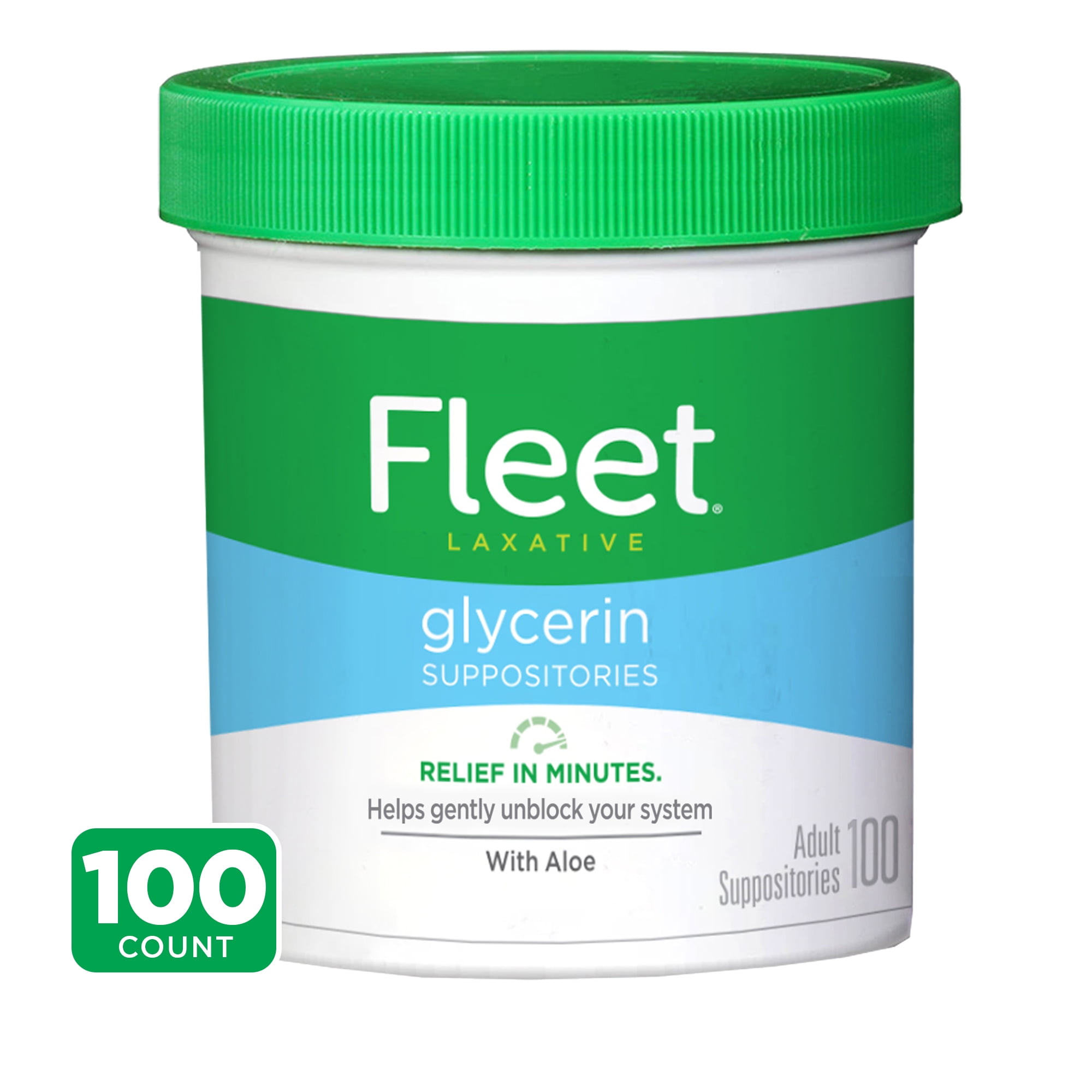 Fleet - Glycerin Suppositories, Laxative, Adult Jar, 100 Each