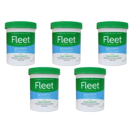 Fleet Laxative Glycerin Suppositories for Adult Constipation, 50 Count 5 Pack