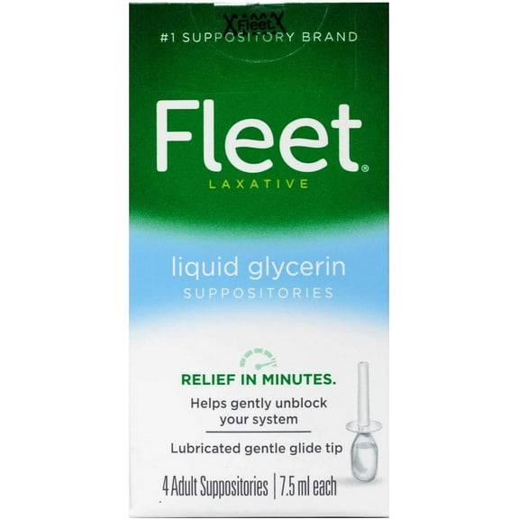 Fleet Laxative Liquid Glycerin Suppositories | 4 Count | 7.5 ML Each | Pack of 12 | Fast Constipation Relief in Minutes