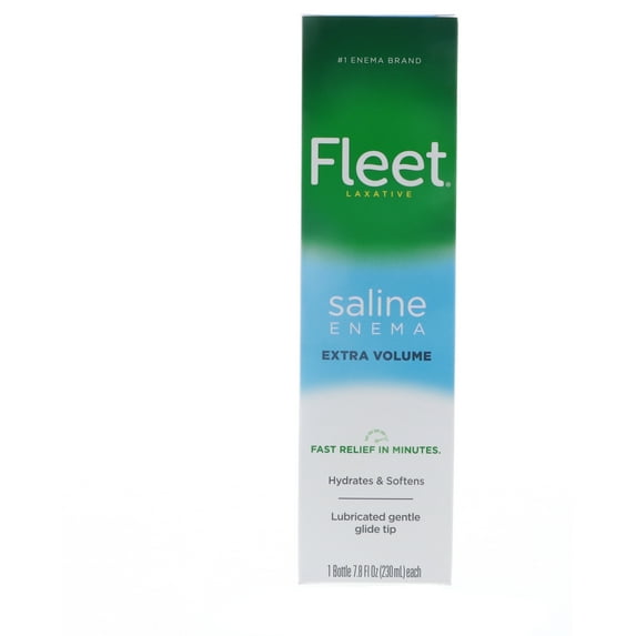 Fleet Laxative Saline Enema Extra Volume Lubricated Gentle Glide Tip, 7.8 oz