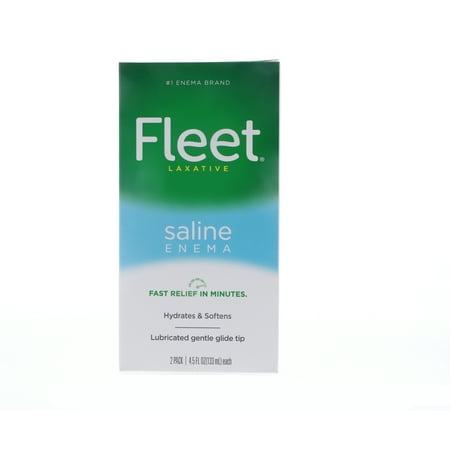 Fleet Laxative Saline Enema Lubricated Gentle Glide Tip, 2 Bottles, 4.5 oz each