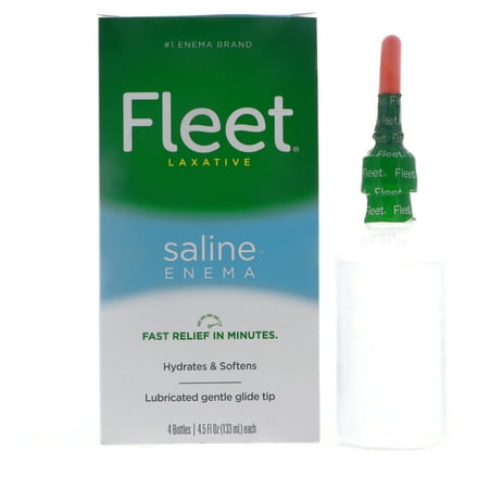 Fleet Laxative Saline Enema For Adult Constipation, 4.5 Oz, 4 Bottles, 4-Pack