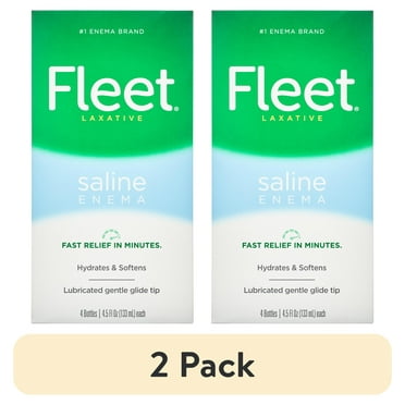 (2 pack) Fleet Laxatives, Saline Enema for Adult Constipation Relief, Prefilled Enemas, 4.5 fl oz, 4 Bottles