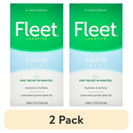 (2 pack) Fleet Laxatives, Saline Enema for Adult Constipation Relief, Prefilled Enema Kit for Fast Acting Constipation Relief, 4.5 fl oz, 4 Bottles