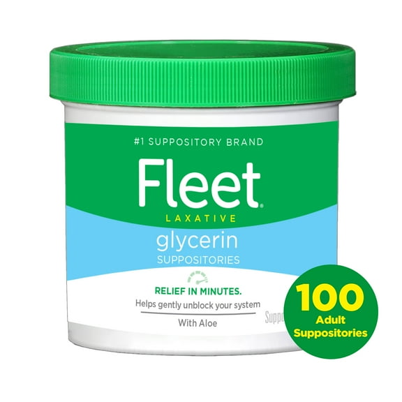 Fleet Laxatives, Laxative Glycerin Suppositories for Adult Constipation Relief, 100 Count