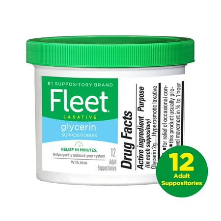 Fleet Laxatives, Laxative Glycerin Suppositories for Adult Constipation Relief, 12 Count