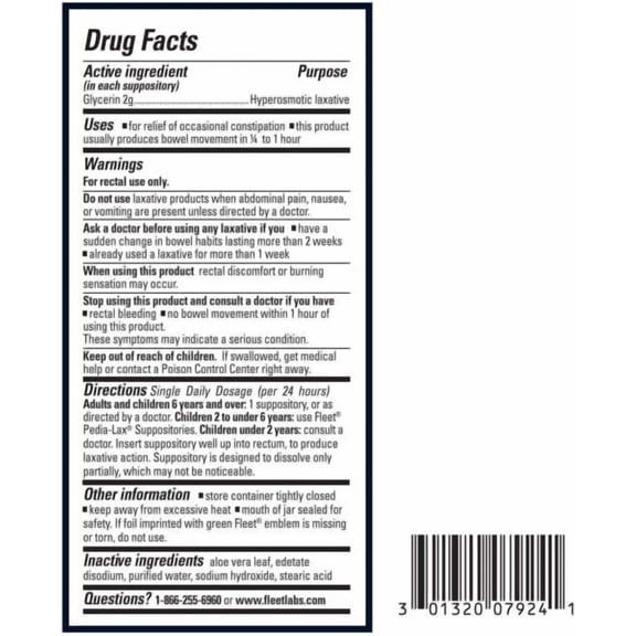 Fleet Laxatives, Laxative Glycerin Suppositories for Adult Constipation Relief, 12 Count