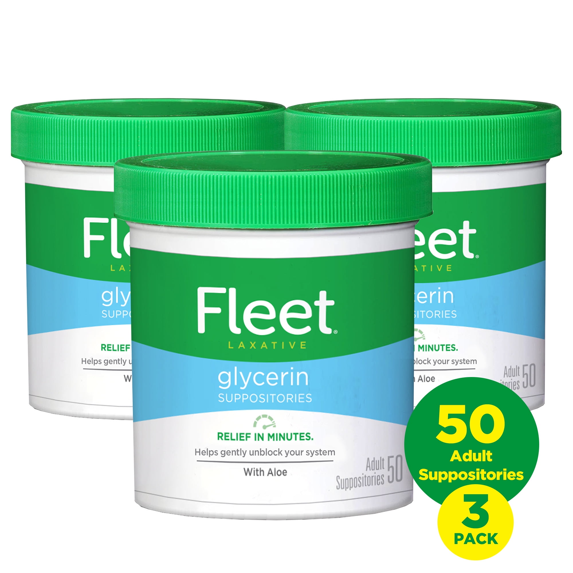 Fleet Laxatives, Laxative Glycerin Suppositories for Adult Constipation Relief, 50 Count, 3 Pack
