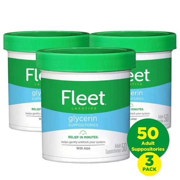 Fleet Laxatives, Laxative Glycerin Suppositories for Adult Constipation Relief, 50 Count, 3 Pack