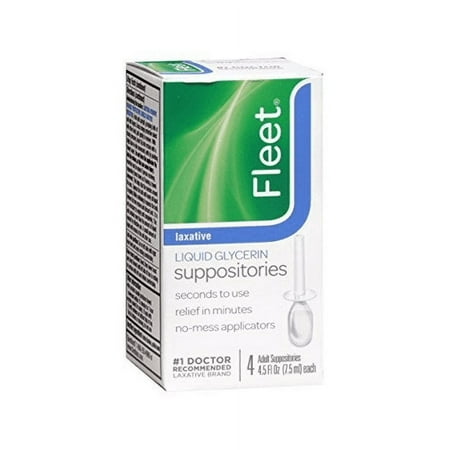 Fleet Liquid Glycerin Suppositories Laxative, Gentle Glide Tip, 4ct, 3-Pack
