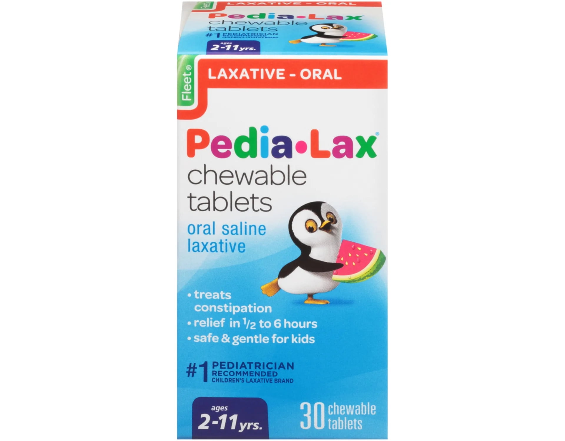 Fleet Pedia-Lax Chewable Tablets Watermelon Flavor 30 Tablets Each