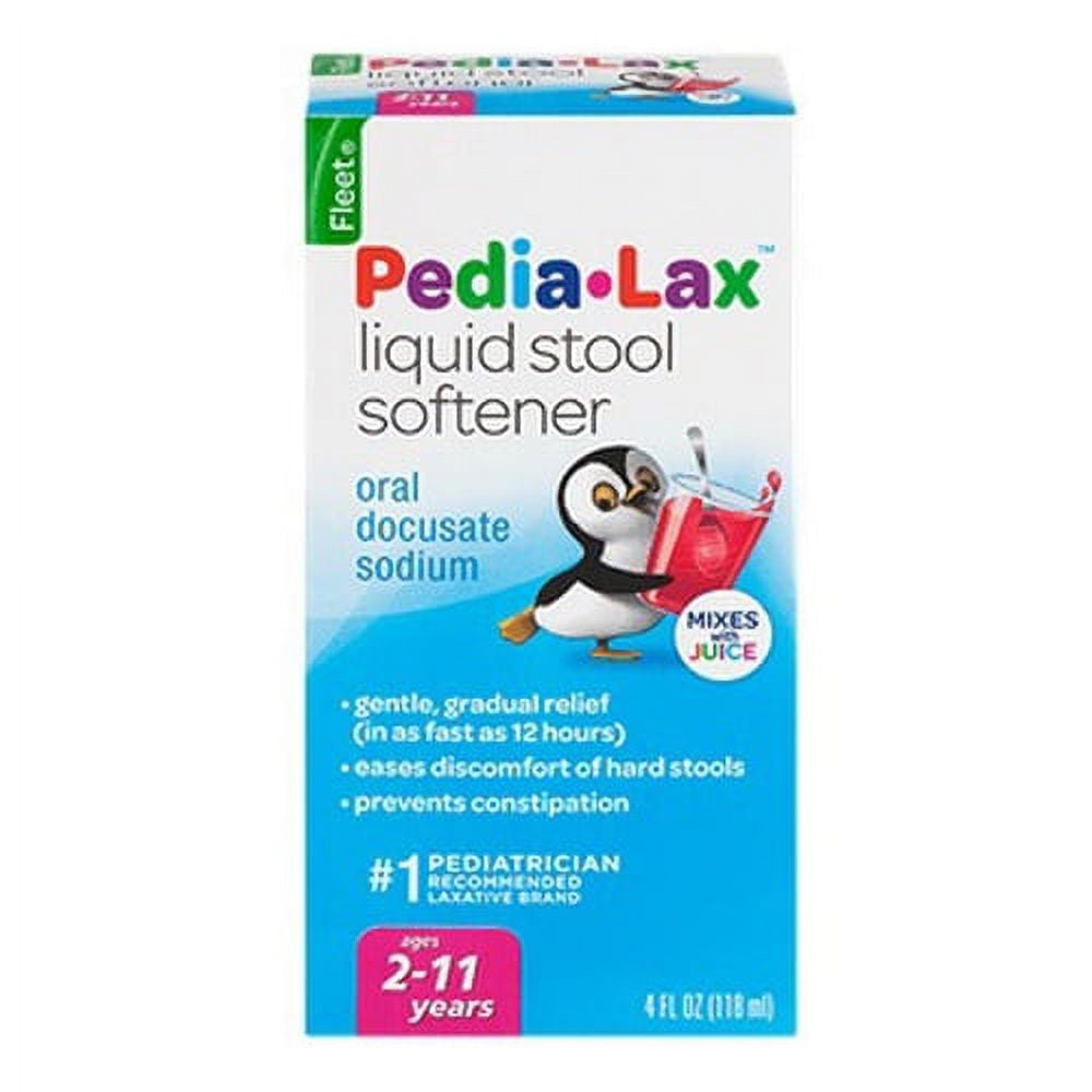Fleet Pedia Lax Children's Liquid Stool Softener, Fruit Punch, 4 oz Gentle Relief for Constipation in Kids