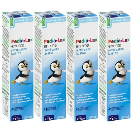 Fleet Pedia-Lax Saline Laxative Enema For Children, Ages 2 To 11 Years , 2.25 Oz (Pack of 4)