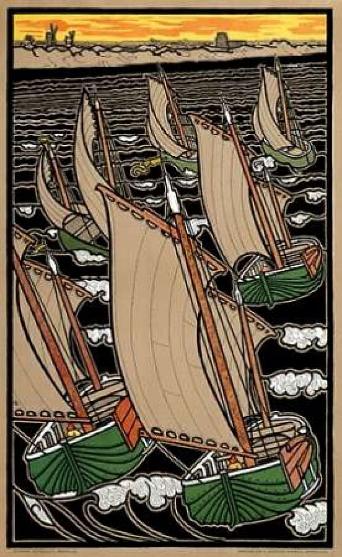 Fleet of Fishing Boats Canvas Art - Gisbert Combaz (12 x 18)