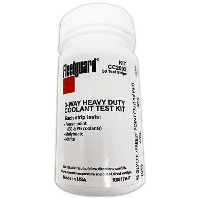 Fleetguard CC2602 Coolant Test Kit, 3-Way Test Strip, 50/bottle