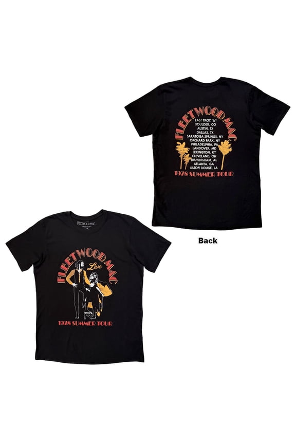 Fleetwood Mac Unisex Premium Carbon T-Shirt: Summer Tour (Black) (Back Print)