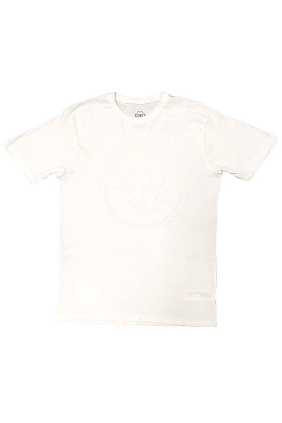 Fleetwood Mac Unisex Hi-Build T-Shirt: Classic Logo (White-On-White) (XX-Large)