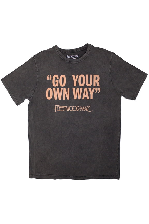 Fleetwood Mac Unisex Stone Wash T-Shirt Go Your Own Way (Charcoal Grey) (Large)